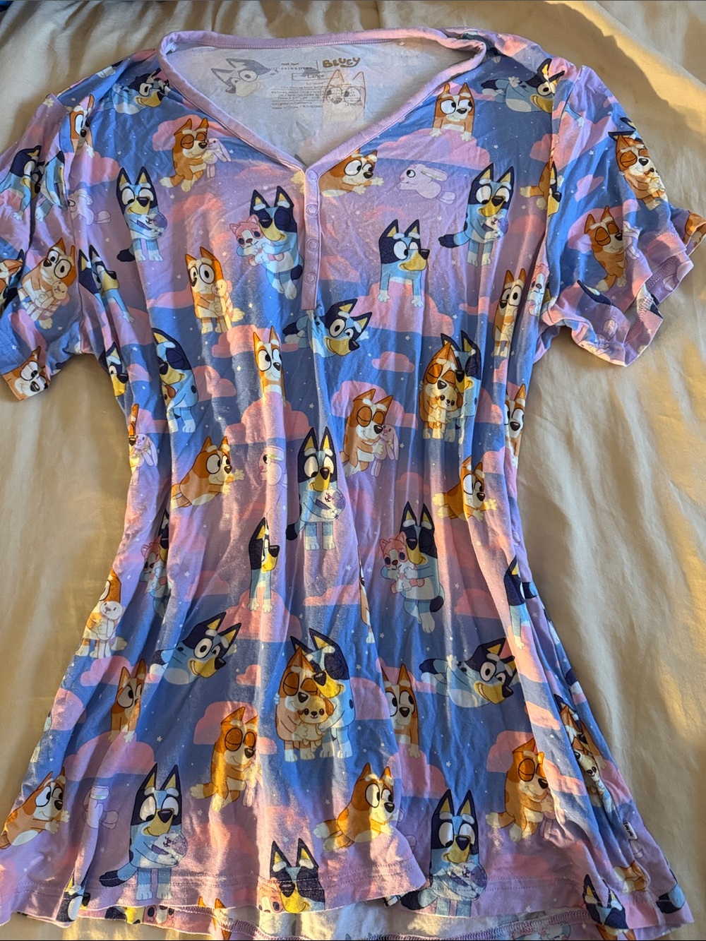 Little Sleepies Purple and Pink Bluey Print Women's Pajama Top